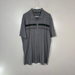 TravisMathew Polo Shirt Mens XL Gray Green Stripe Golf Performance Stretch